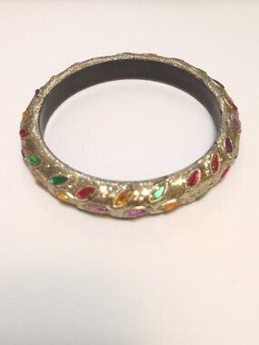 Lac Indian Bollywood Styl Bangle Mult Col Chudi Crystal Like Gems Kada Bracelet
